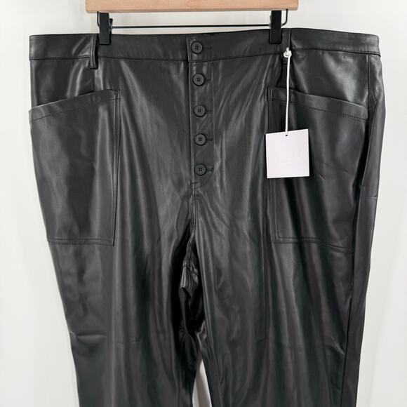 Pistola Pants SZ 24W Tammy High Waist Button Fly Black Faux Leather Trousers NWT - Picture 10 of 16